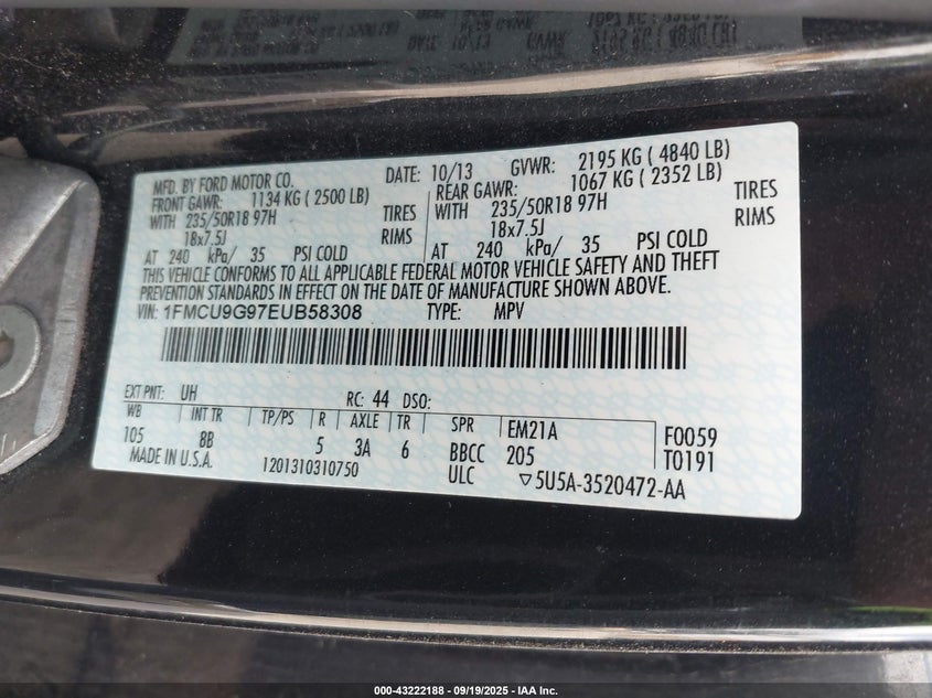 2014 FORD ESCAPE SE - 1FMCU9G97EUB58308