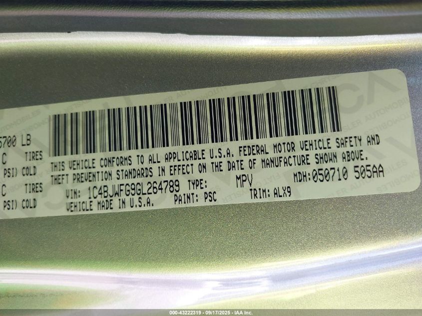 2016 Jeep Wrangler Unlimited Rubicon Hard Rock VIN: 1C4BJWFG9GL264789 Lot: 43222319