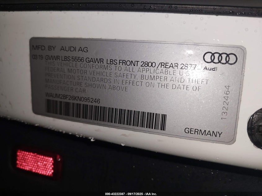 2019 AUDI A6 55 PREMIUM - WAUM2BF26KN095246