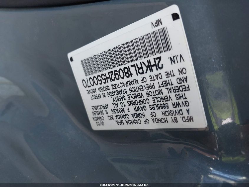 2002 Honda Odyssey Ex-L VIN: 2HKRL18092H550070 Lot: 43222672