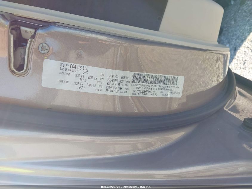 2017 Chrysler Pacifica Touring-L VIN: 2C4RC1BG8HR788803 Lot: 43222722