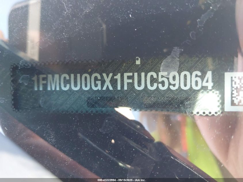 2015 Ford Escape Se VIN: 1FMCU0GX1FUC59064 Lot: 43222994