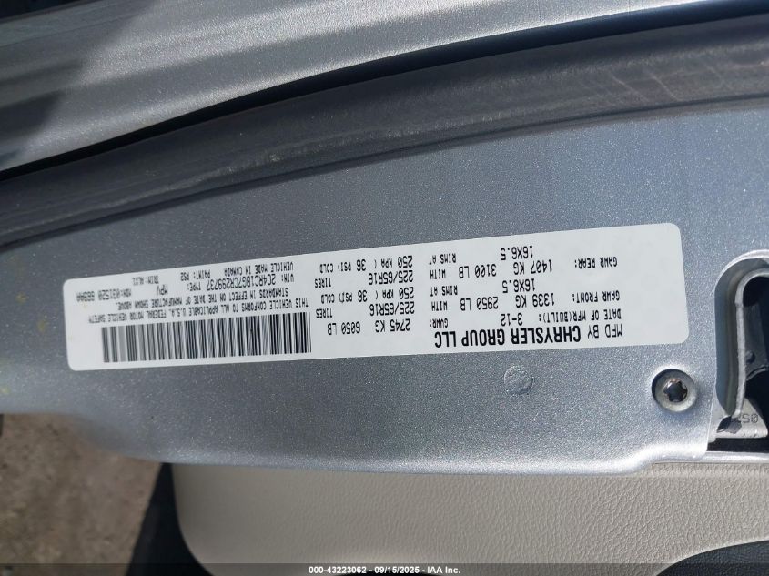 2012 Chrysler Town & Country Touring VIN: 2C4RC1BG7CR299737 Lot: 43223062