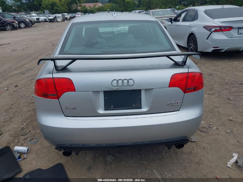 2006 Audi A4 2.0T VIN: WAUDF78E96A278176 Lot: 43223443