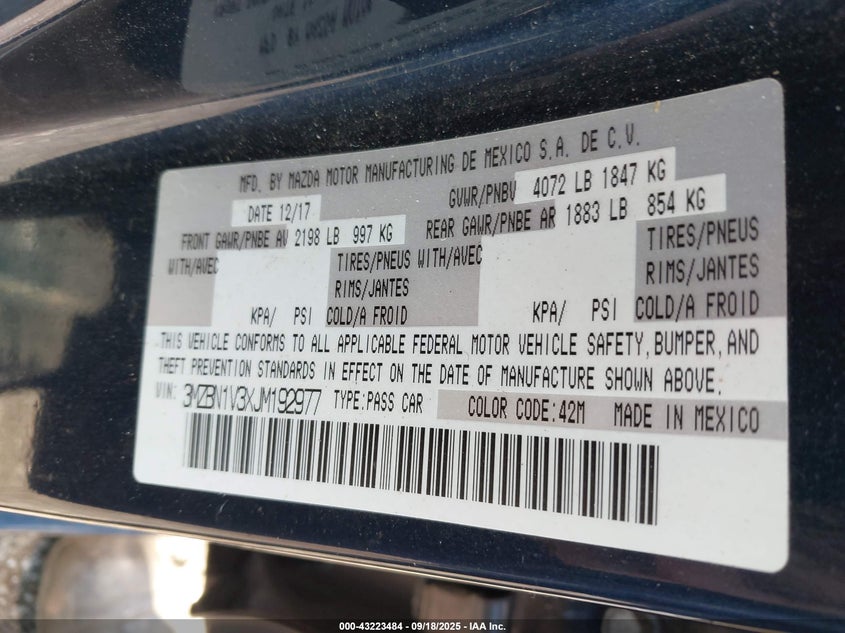 2018 MAZDA MAZDA3 TOURING - 3MZBN1V3XJM192977