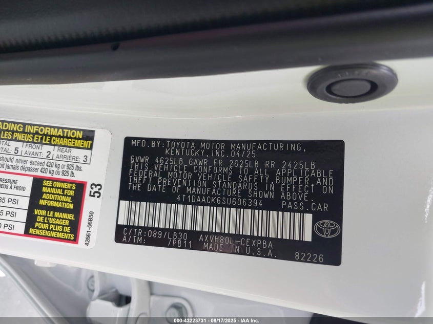 2025 TOYOTA CAMRY XSE - 4T1DAACK6SU606394