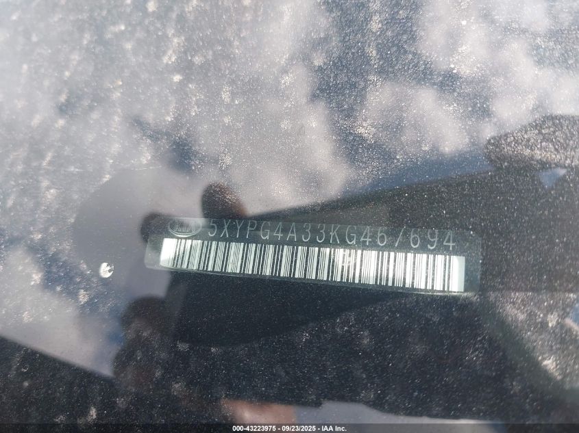 2019 Kia Sorento 2.4L L VIN: 5XYPG4A33KG467694 Lot: 43223975