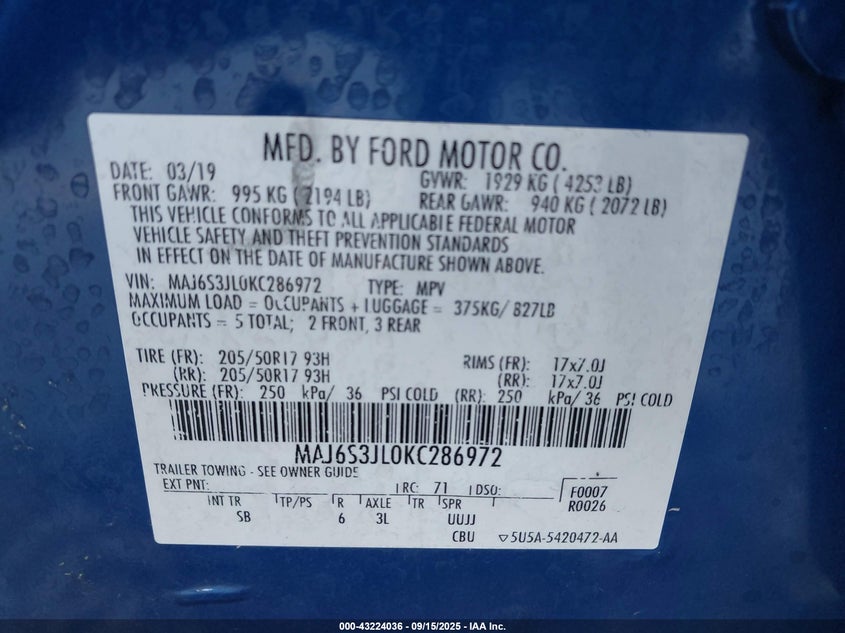 2019 FORD ECOSPORT SES - MAJ6S3JL0KC286972