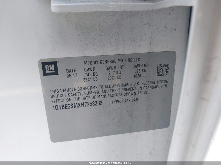 2017 CHEVROLET CRUZE LT AUTO - 1G1BE5SMXH7258383