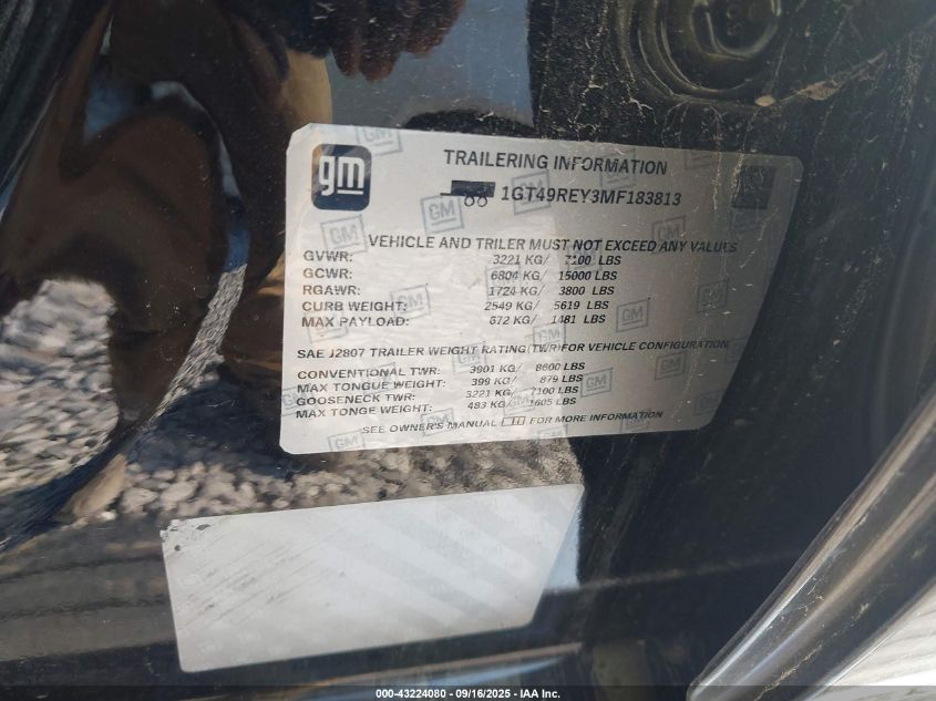 2020 GMC Sierra 2500Hd 4Wd Standard Bed Denali VIN: 1GT49REY6LF105895 Lot: 43224080