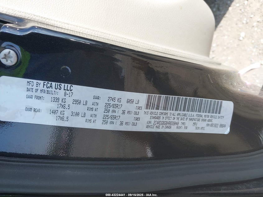 2017 DODGE GRAND CARAVAN SE - 2C4RDGBG8HR839040