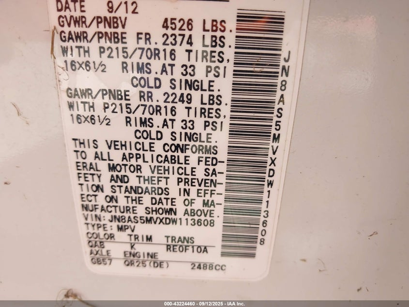 2013 NISSAN ROGUE S - JN8AS5MVXDW113608