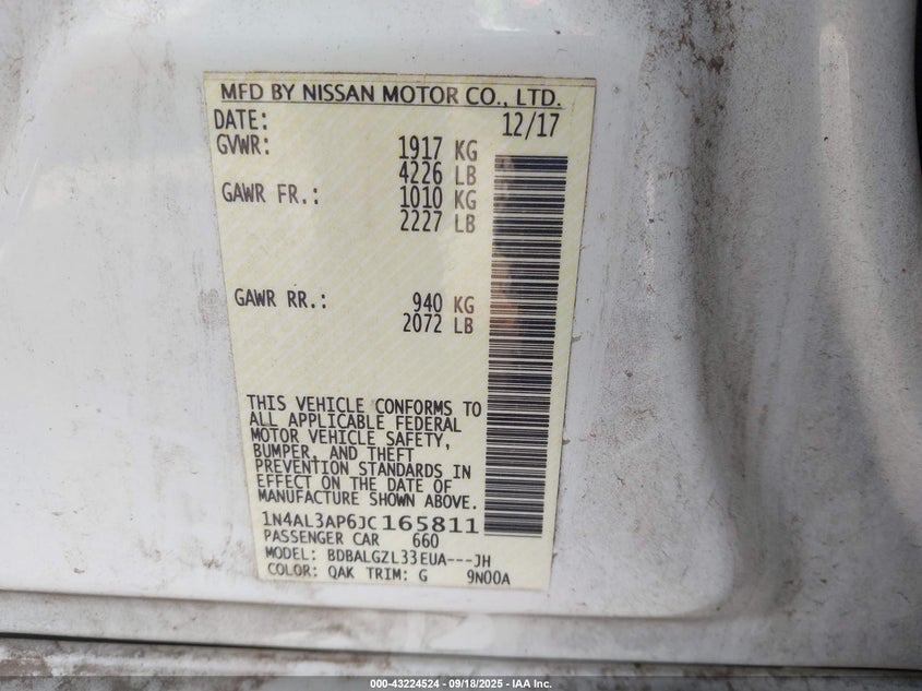 1N4AL3AP6JC165811 2018 NISSAN ALTIMA photo no. 9