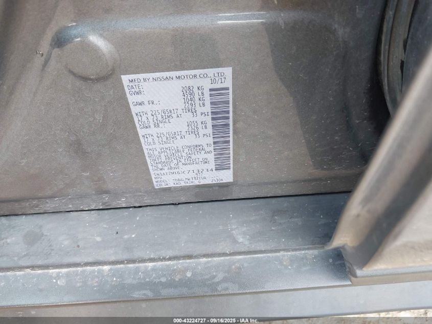 2018 Nissan Rogue S VIN: 5N1AT2MT6JC713234 Lot: 43224727