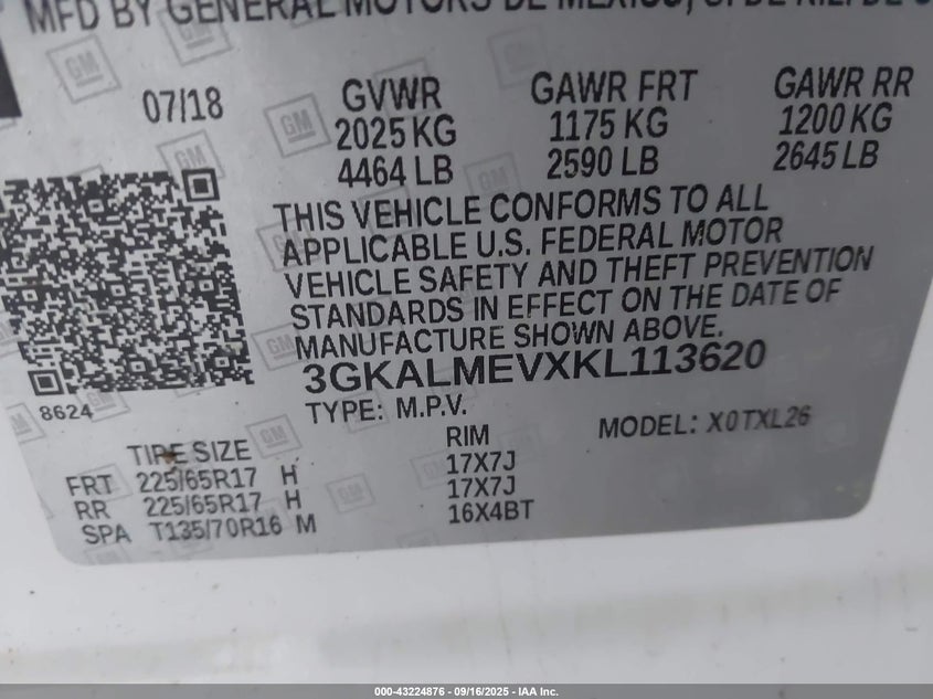 2019 GMC TERRAIN SLE - 3GKALMEVXKL113620