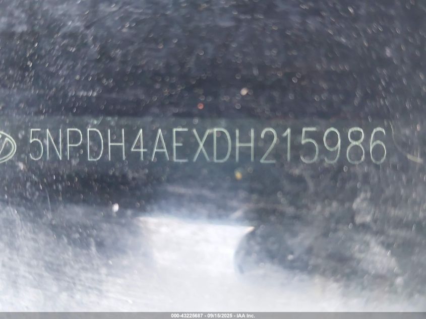 2013 Hyundai Elantra Gls/Limited VIN: 5NPDH4AEXDH215986 Lot: 43225687