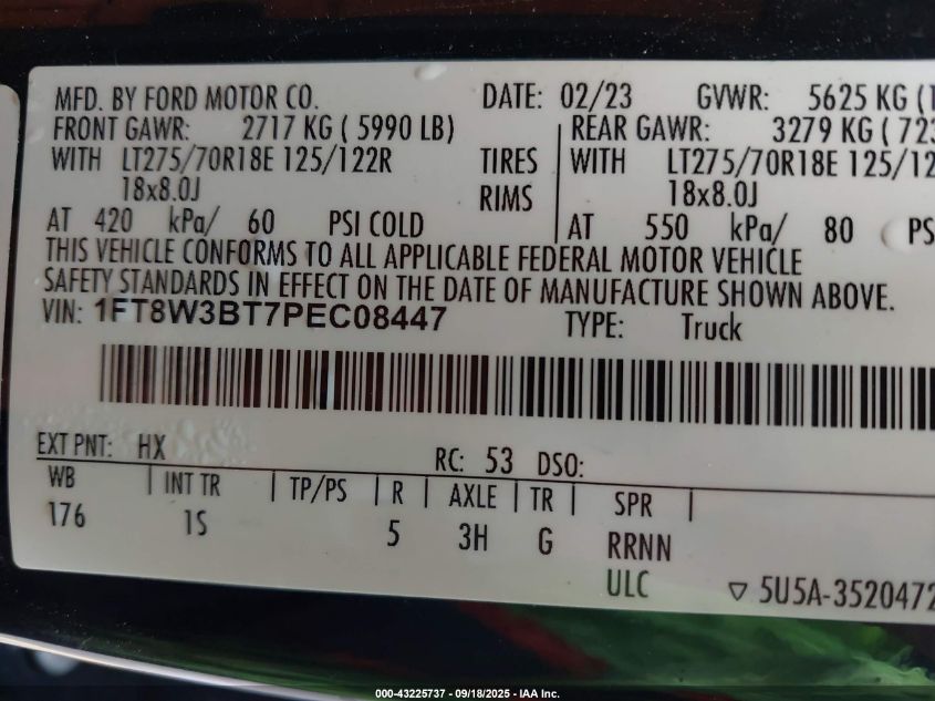 2023 Ford F-350 Xl VIN: 1FT8W3BT7PEC08447 Lot: 43225737