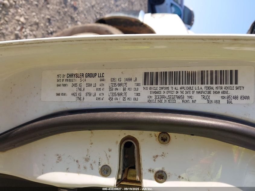 2014 Ram 3500 Slt VIN: 3C63RRHJ5EG270050 Lot: 43225927