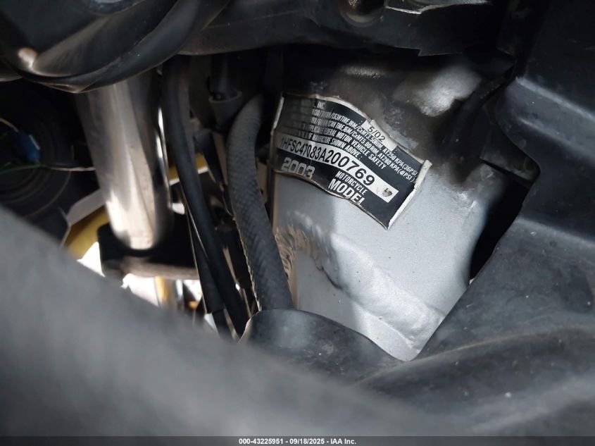 2003 Honda Gl1800 VIN: 1HFSC47083A200769 Lot: 43225951