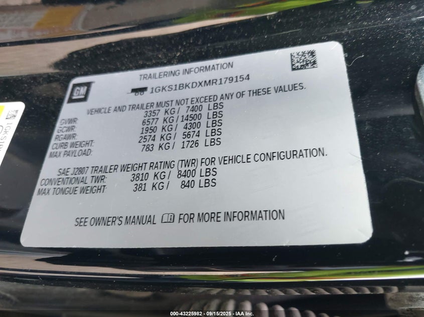 2021 GMC YUKON 2WD SLT - 1GKS1BKDXMR179154