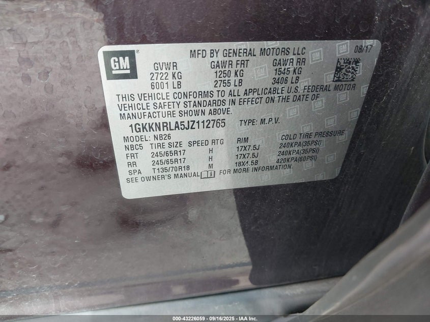 2018 GMC ACADIA SLE-1 - 1GKKNRLA5JZ112765