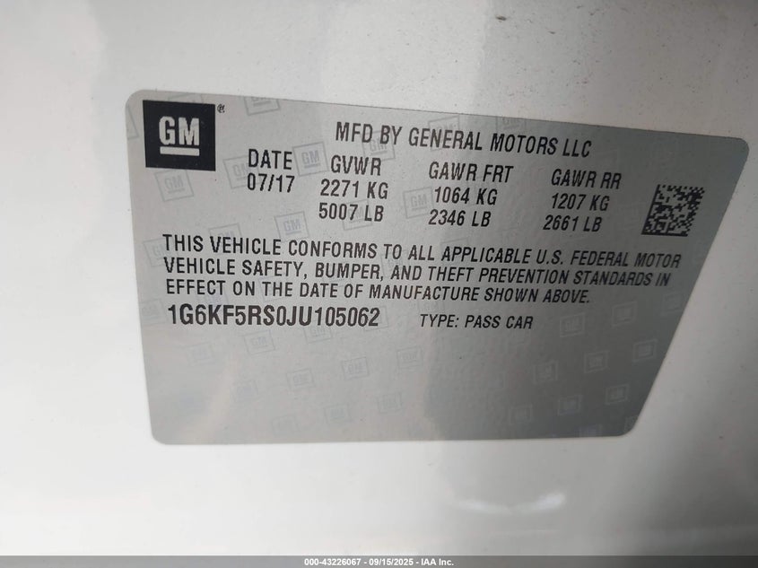 2018 CADILLAC CT6 PREMIUM LUXURY - 1G6KF5RS0JU105062