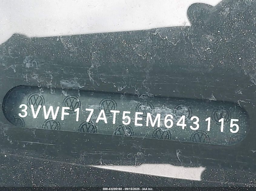 2014 Volkswagen Beetle 1.8T Entry VIN: 3VWF17AT5EM643115 Lot: 43226168