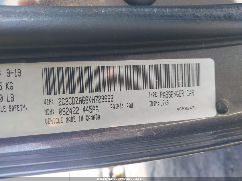 2019 DODGE CHALLENGER SXT - 2C3CDZAG6KH723663