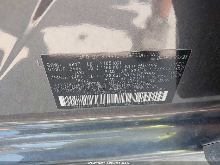 2025 SUBARU CROSSTREK SPORT - 4S4GUHF67S3734709