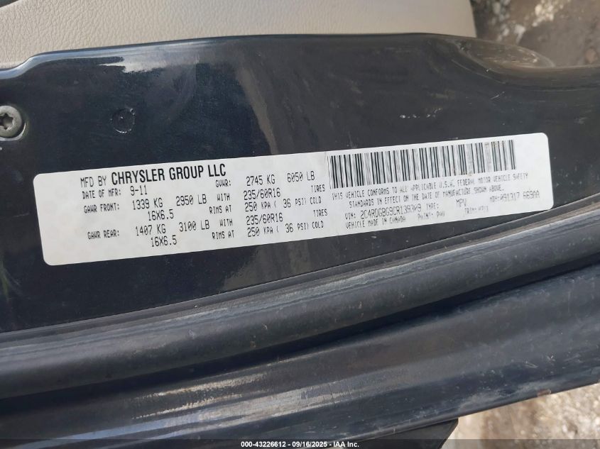 2012 Dodge Grand Caravan Se/Avp VIN: 2C4RDGBG9CR139309 Lot: 43226612