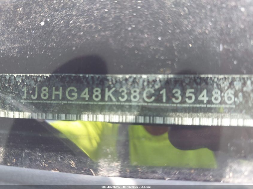 2008 Jeep Commander Sport VIN: 1J8HG48K38C135486 Lot: 43226717
