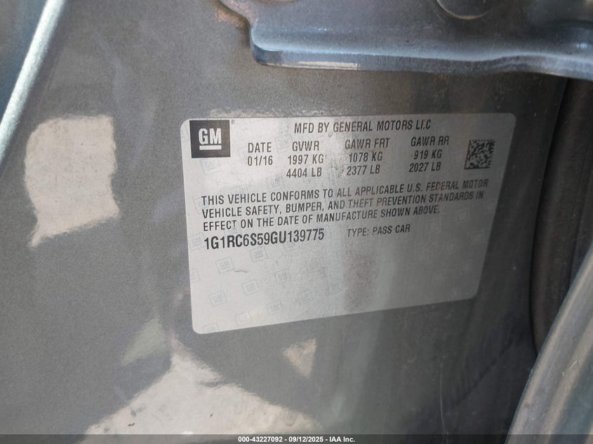 2016 CHEVROLET VOLT LT - 1G1RC6S59GU139775