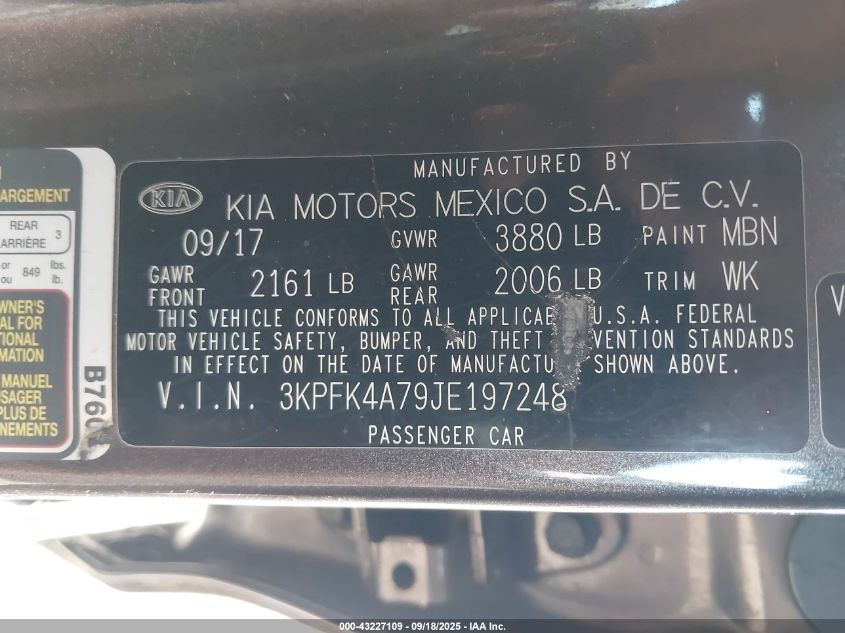 2018 Kia Forte Lx VIN: 3KPFK4A79JE197248 Lot: 43227109