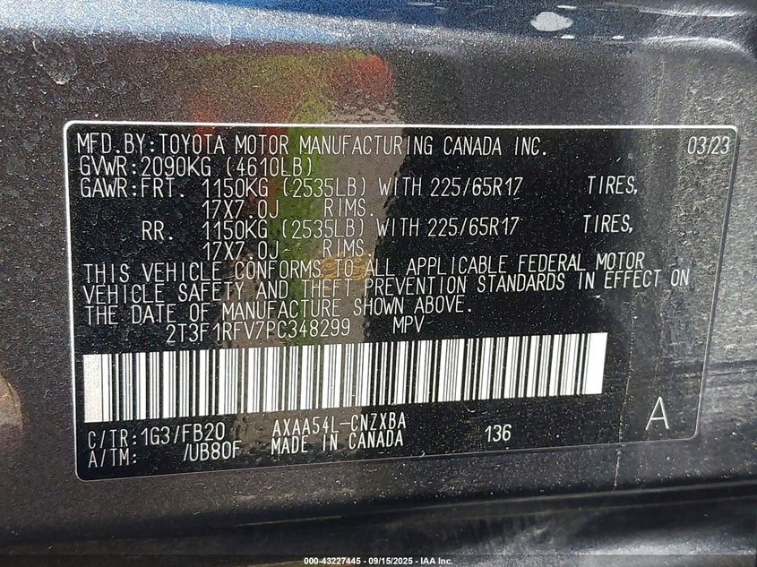 2023 TOYOTA RAV4 LE - 2T3F1RFV7PC348299