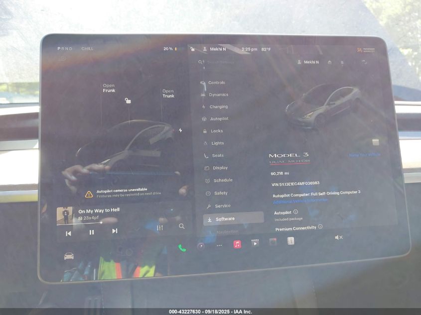 2021 Tesla Model 3 Performance Dual Motor All-Wheel Drive VIN: 5YJ3E1EC4MF036983 Lot: 43227630