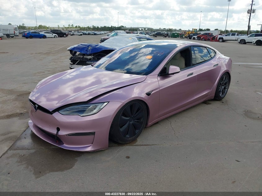 2021 Tesla Model S Long Range Dual Motor All-Wheel Drive pink hatchback electric 5YJSA1E59MF455808 photo #3