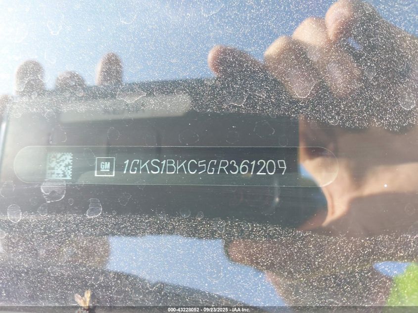 2016 GMC Yukon Slt VIN: 1GKS1BKC5GR361209 Lot: 43228052