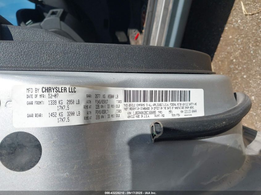 2008 Jeep Grand Cherokee Laredo VIN: 1J8GR48K28C168095 Lot: 43228210