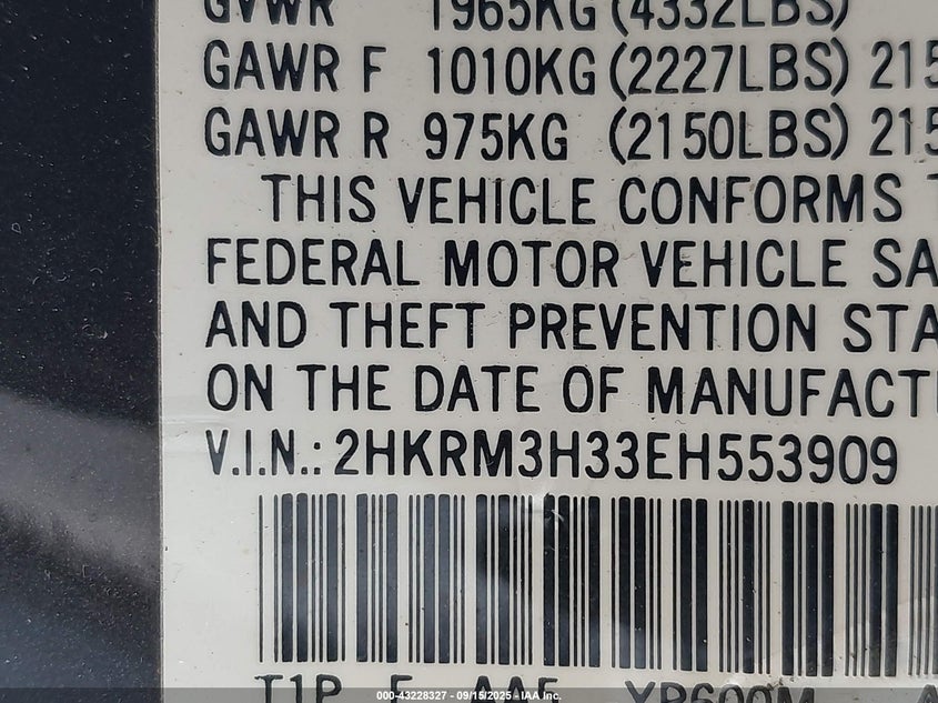 2014 HONDA CR-V LX - 2HKRM3H33EH553909