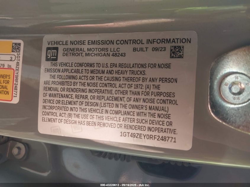 2024 GMC Sierra 2500Hd 4Wd Standard Bed At4X VIN: 1GT49ZEY0RF248771 Lot: 43228613