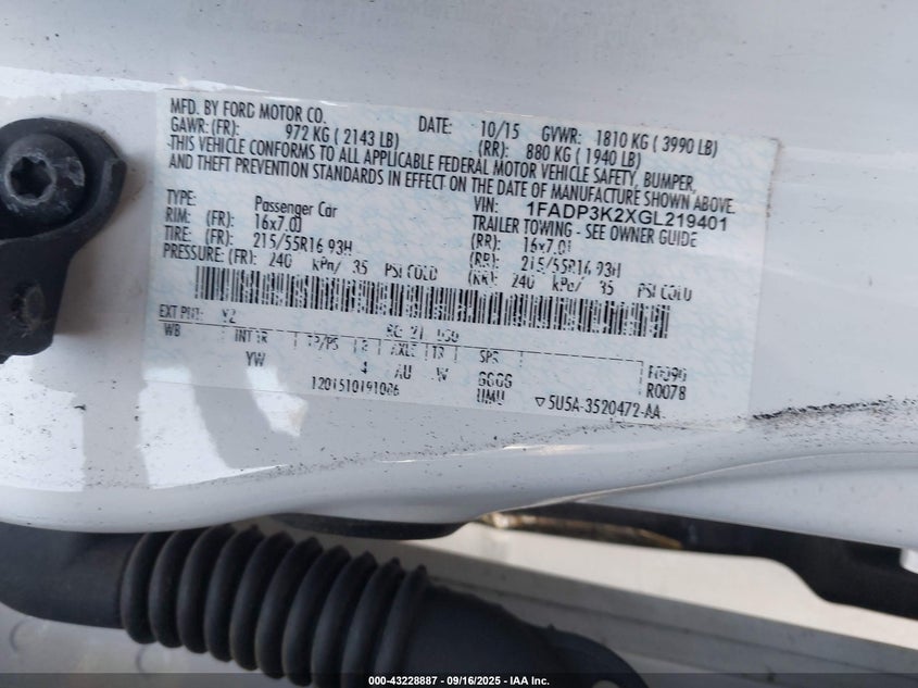 2016 FORD FOCUS SE - 1FADP3K2XGL219401