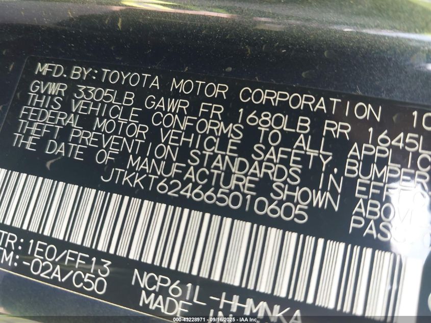 2006 Scion Xa VIN: JTKKT624665010605 Lot: 43228971