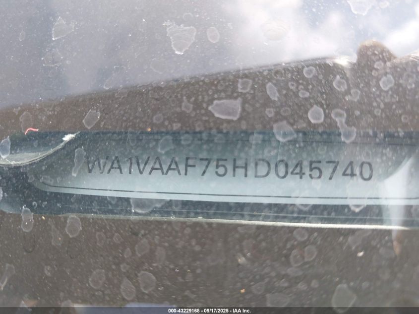 2017 Audi Q7 3.0T Premium VIN: WA1VAAF75HD045740 Lot: 43229168