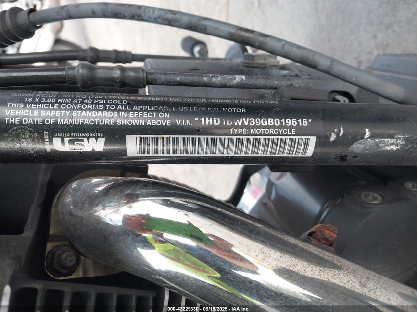 2016 Harley-Davidson Flstc Heritage Softail Classic VIN: 1HD1BWV39GB019616 Lot: 43229330