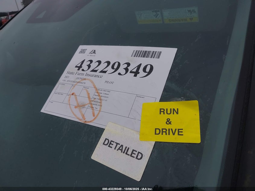 2021 Honda Pilot 2Wd Special Edition VIN: 5FNYF5H22MB006278 Lot: 43229349