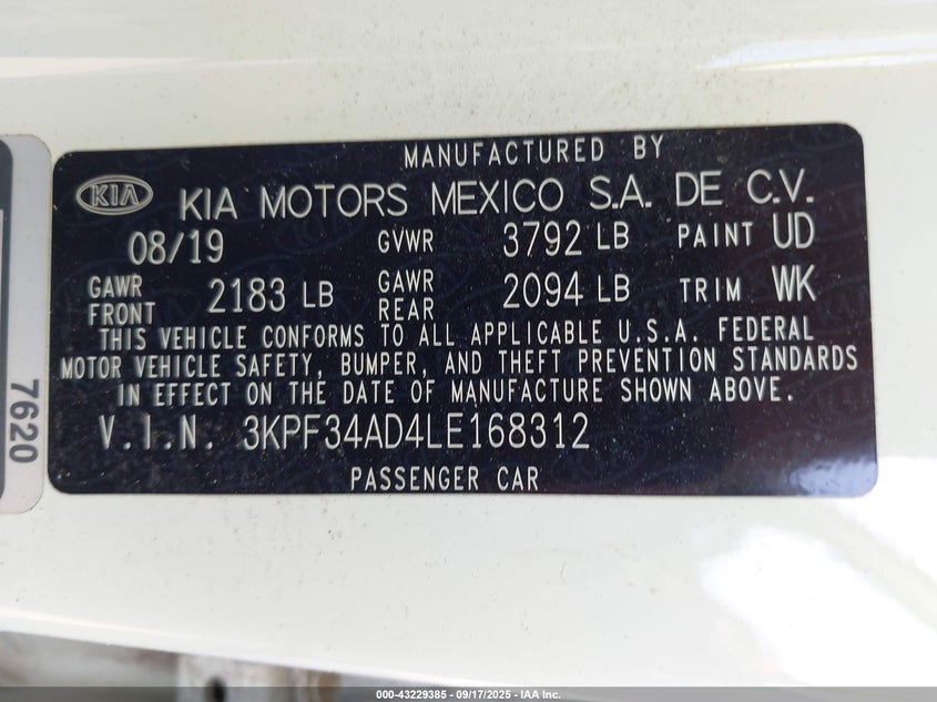 2020 KIA FORTE GT-LINE - 3KPF34AD4LE168312