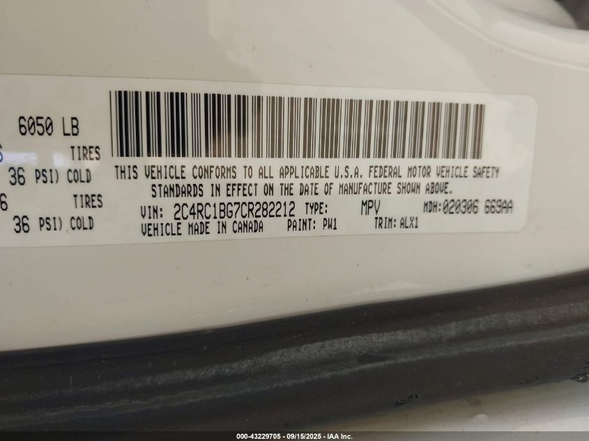 2012 Chrysler Town & Country Touring VIN: 2C4RC1BG7CR282212 Lot: 43229705