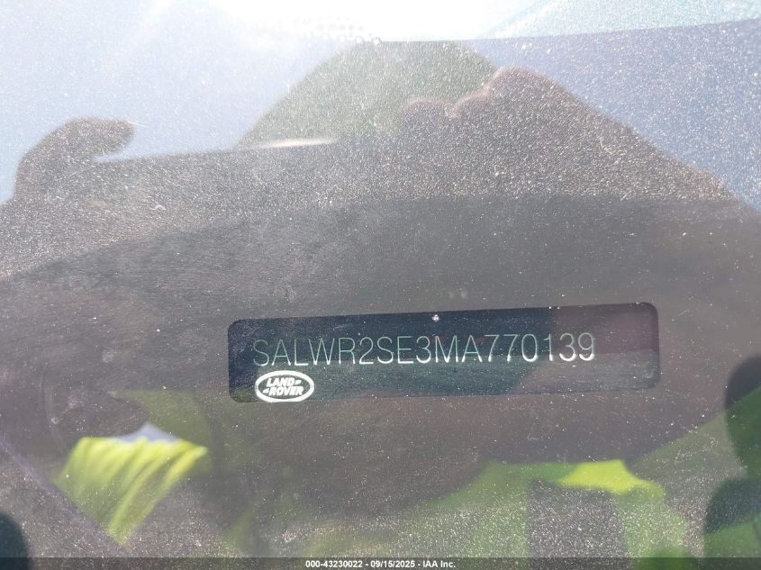 2021 Land Rover Range Rover Sport Hse Dynamic VIN: SALWR2SE3MA770139 Lot: 43230022