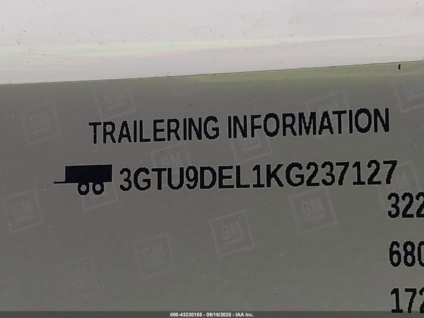 2019 GMC SIERRA 1500 SLT - 3GTU9DEL1KG237127