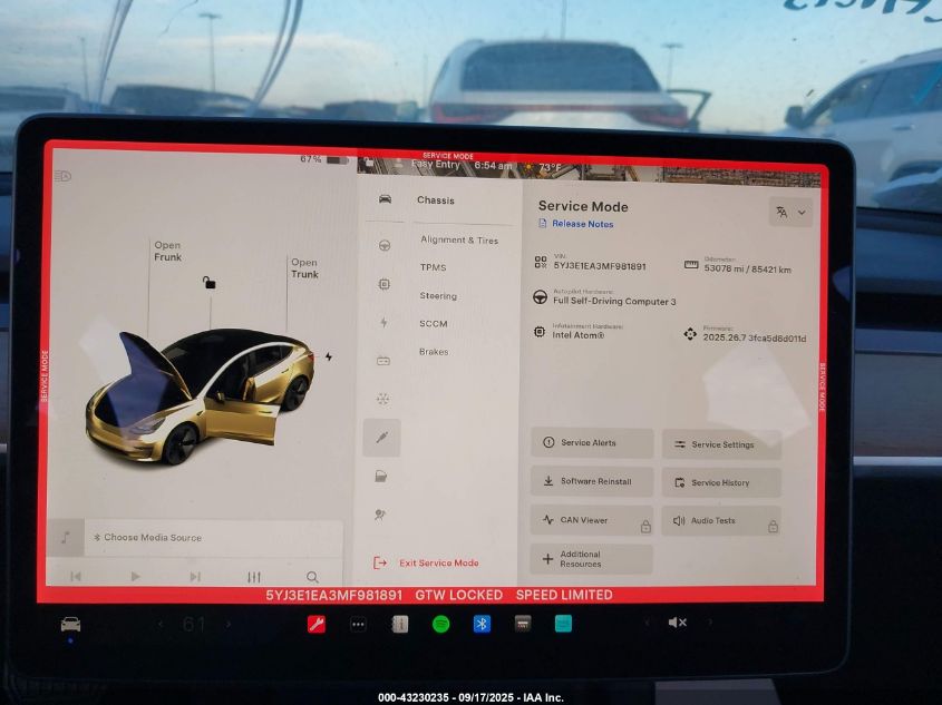 2021 Tesla Model 3 Standard Range Plus Rear-Wheel Drive VIN: 5YJ3E1EA3MF981891 Lot: 43230235